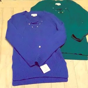Two Liz Claiborne  laced up front sweaters